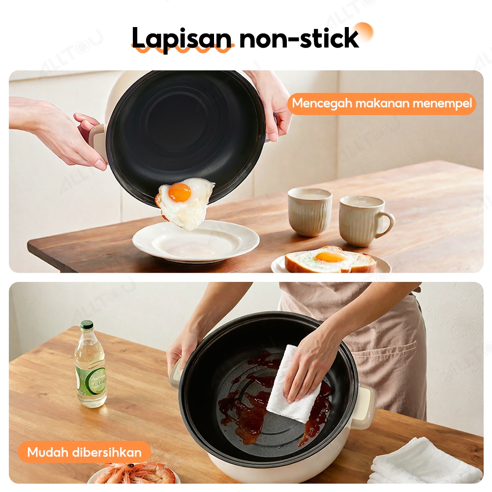 Lapisan anti lengket ALLTOU multi cooker yang mudah dibersihkan