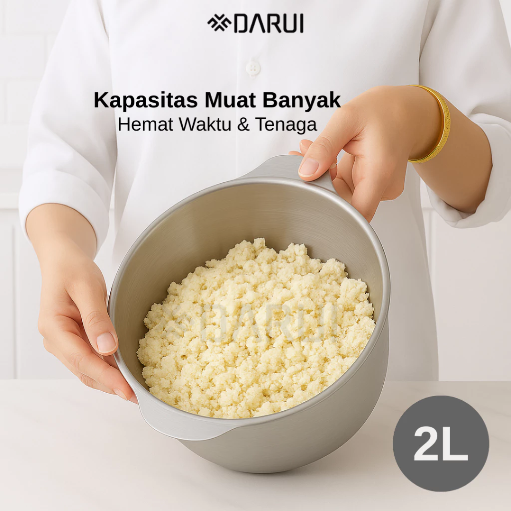 Wadah stainless steel DARUI chopper berkapasitas 2 liter