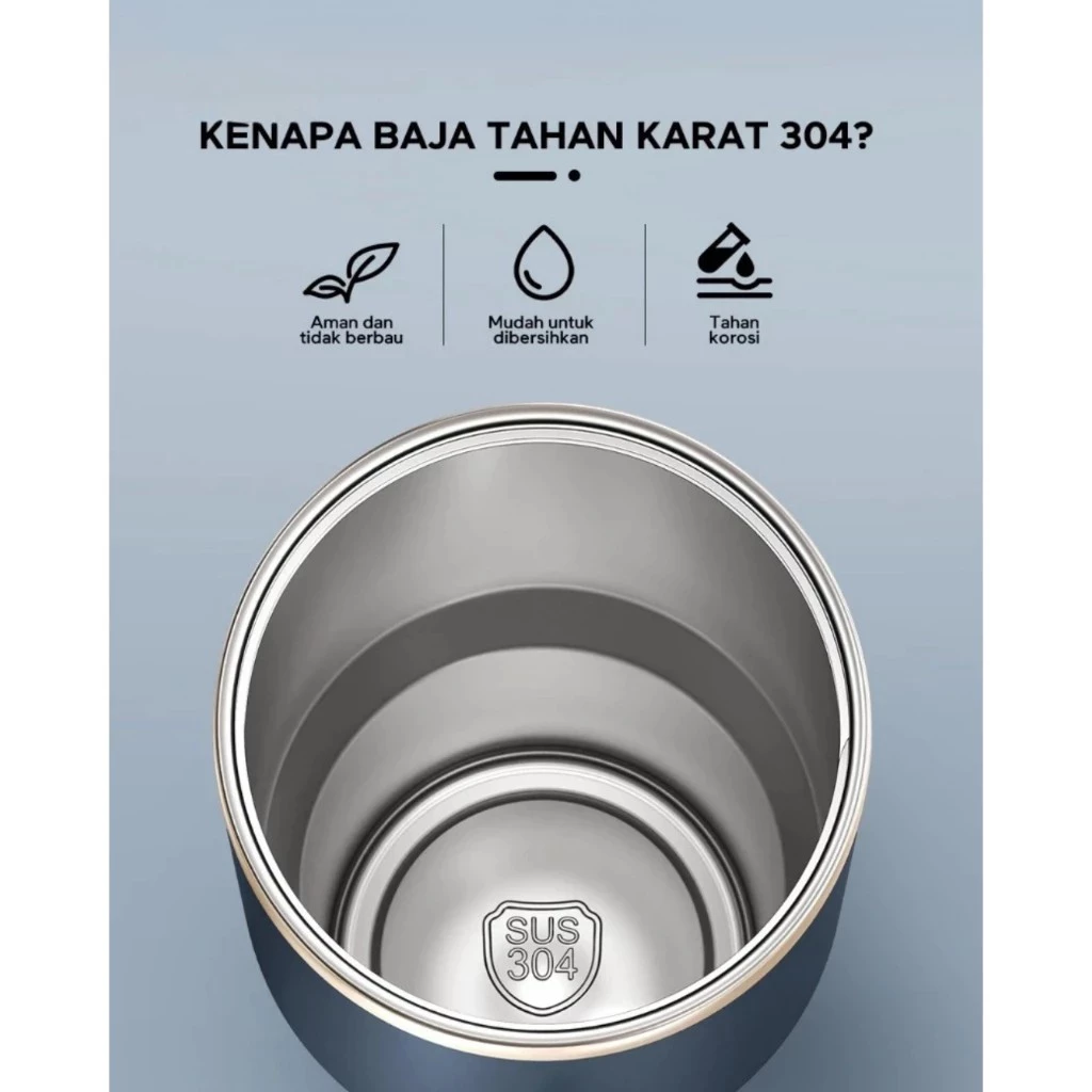 Bagian dalam tumbler berbahan stainless steel 304