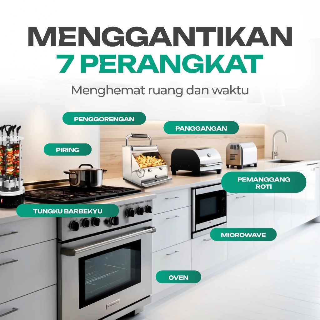 Air fryer LUXHOMME menggantikan tujuh perangkat memasak