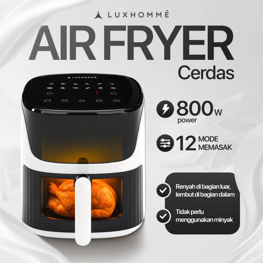 Air fryer LUXHOMME 5,5 liter 800 watt dengan 12 mode memasak